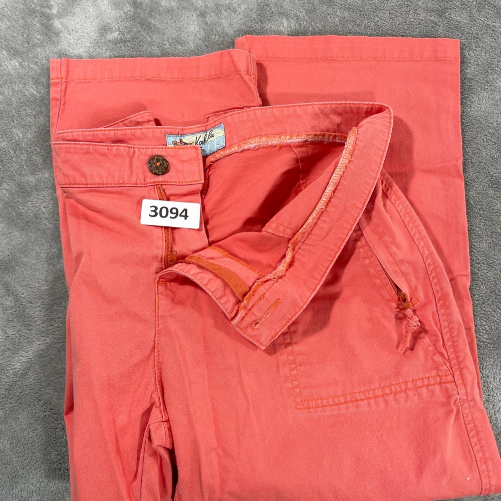 Vtg Kahala‎ Cargo Crop Pants Womens 10 Coral Pink Cotton Twill Wide Leg Utility